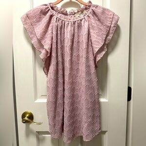 Women’s Pink Blouse with Ruffled Sleeves